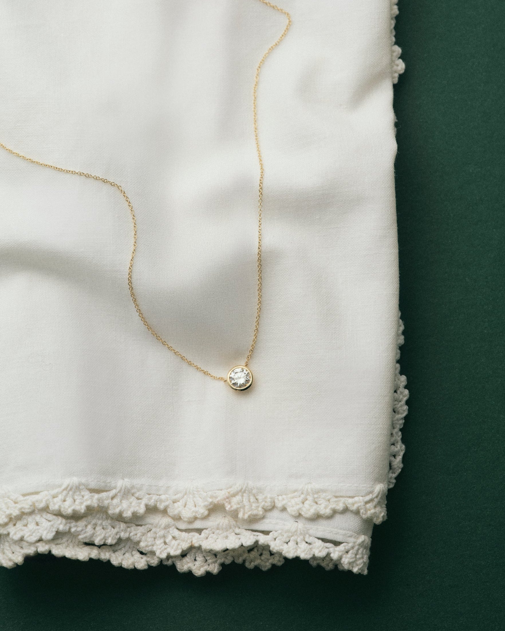 Floating Bezel Set Round Diamond Necklace