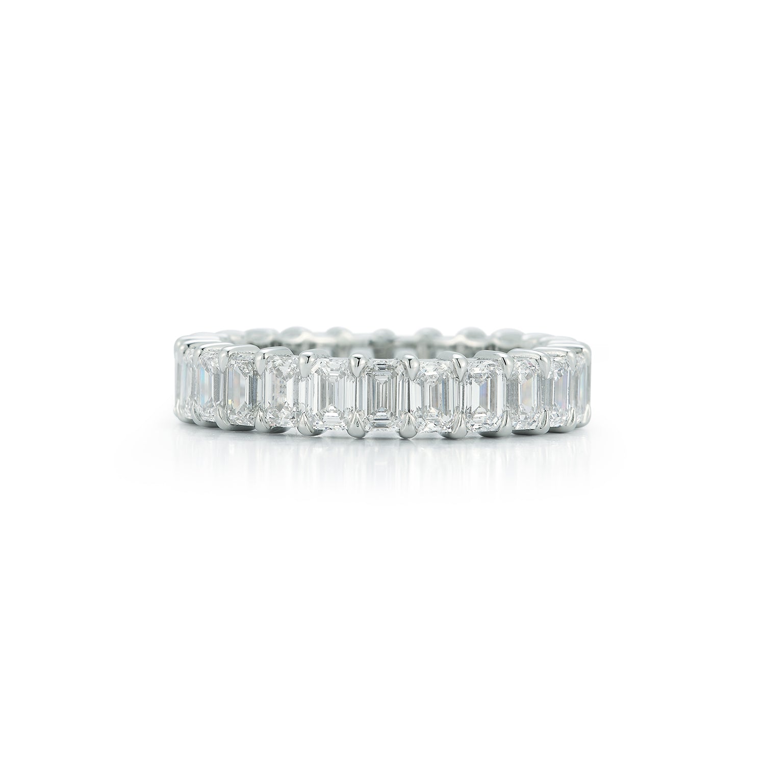 Emerald Cut Diamond Eternity Band in platinum setting