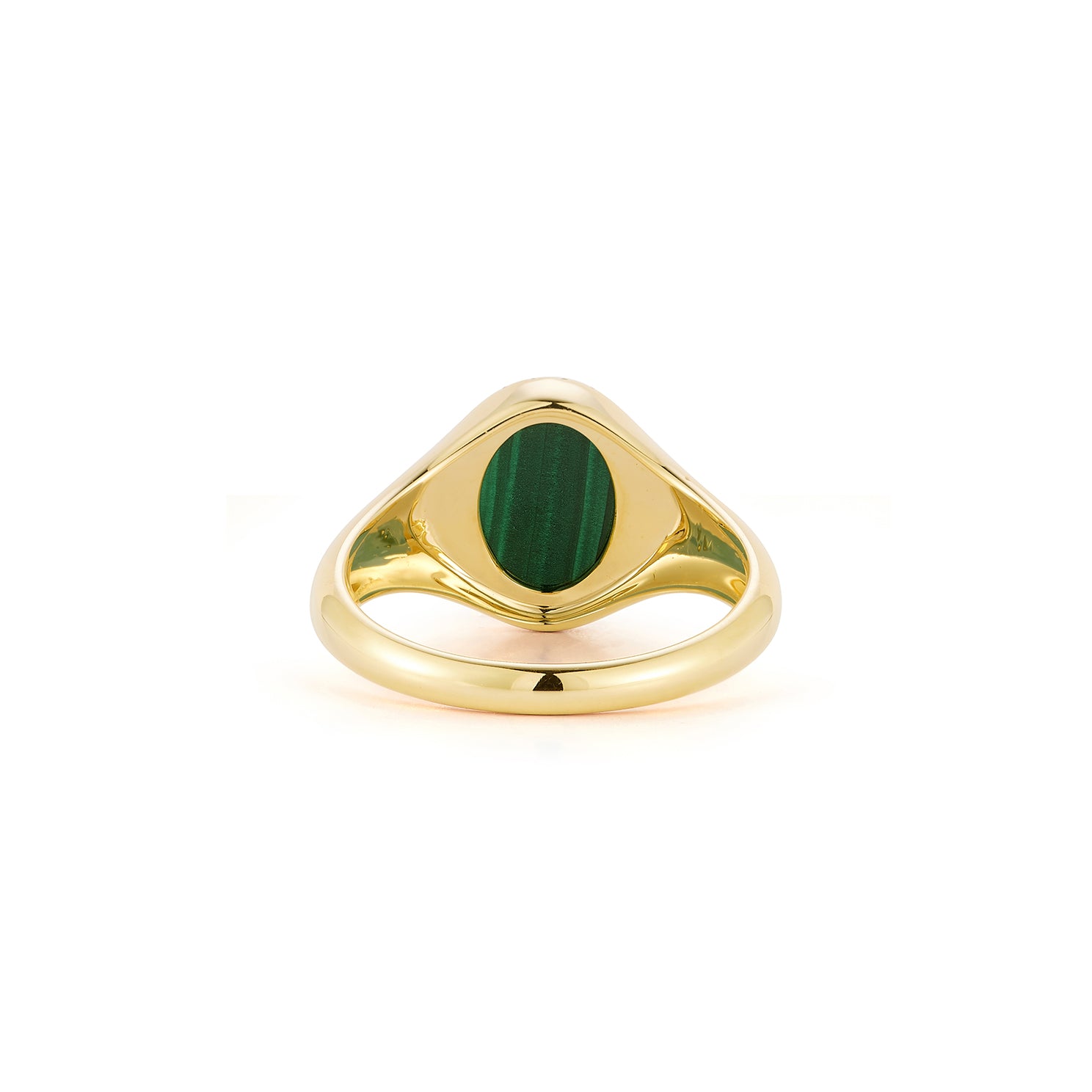 Diamond & Malachite Cabochon Signet Ring