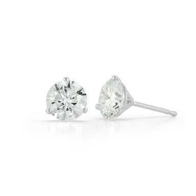 Round Diamond Solitaire Stud Earrings in platinum gold