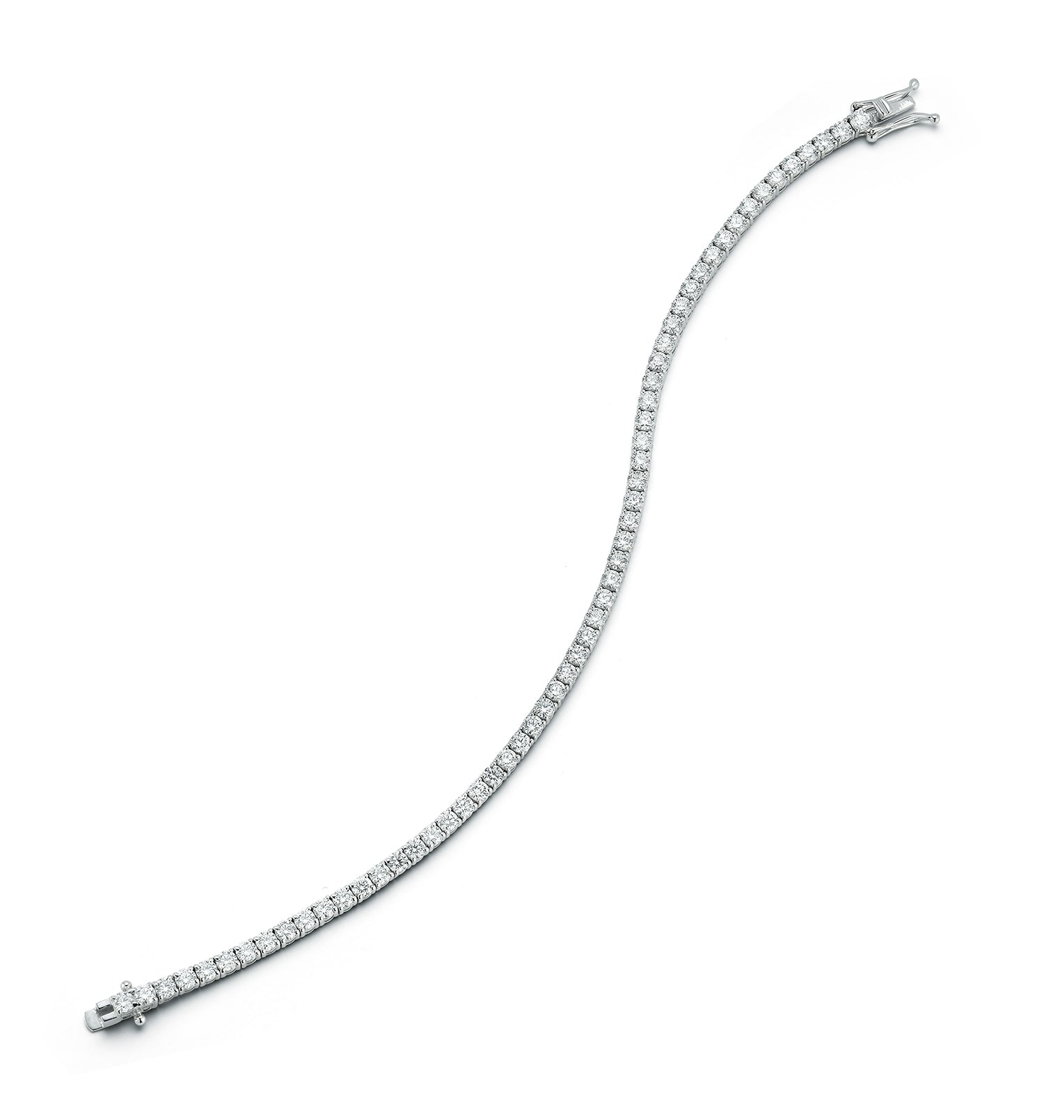 14kt White Gold Nemy Half Bezel Round Lab Diamond Tennis Bracelet 5299