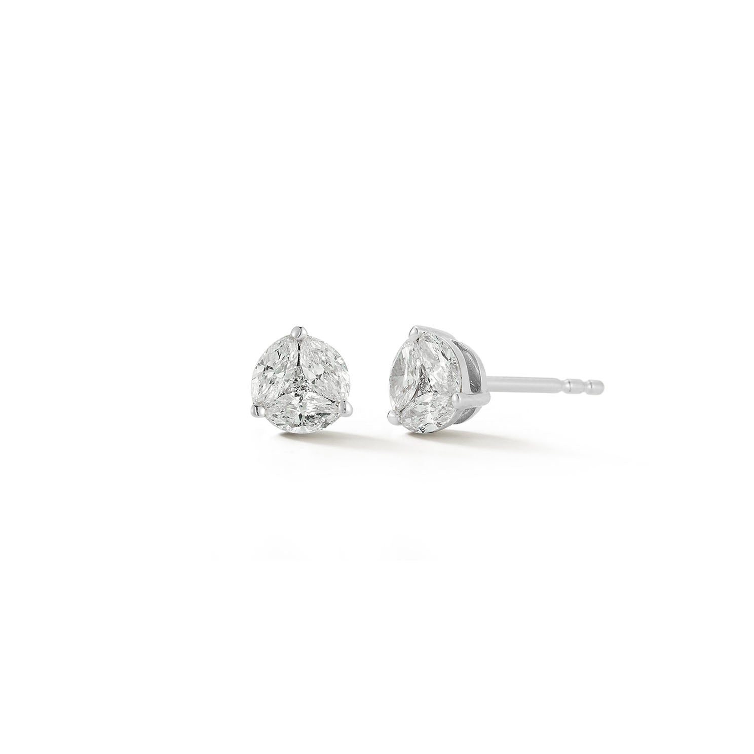 Diamond Illusion Round Stud Earrings in 14k white gold