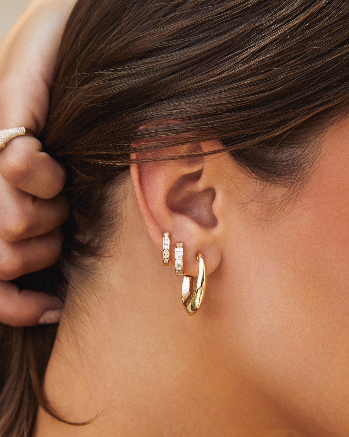 Channel Set Diamond Huggie Earrings