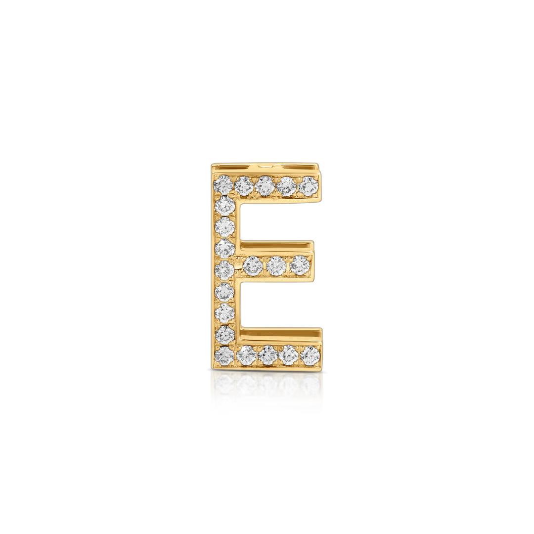 Diamond Bag Charm in 14k Yellow Gold with one letter suitable for handbag styles
