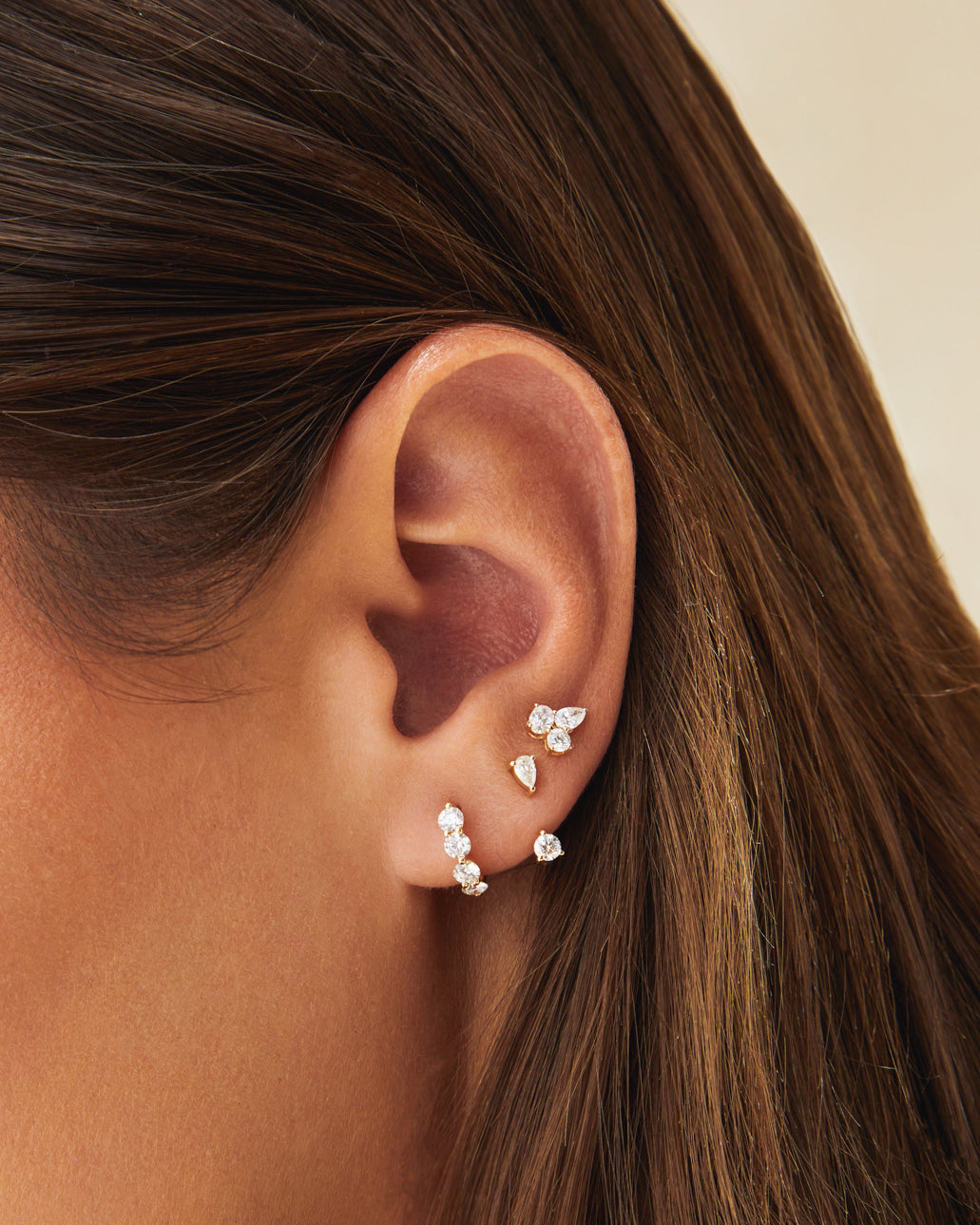 Jumbo Prong Set Diamond Mini Huggie Earring