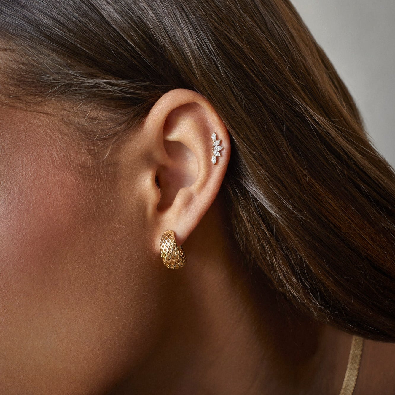 Woven Gold Jumbo Dome Huggie Earrings