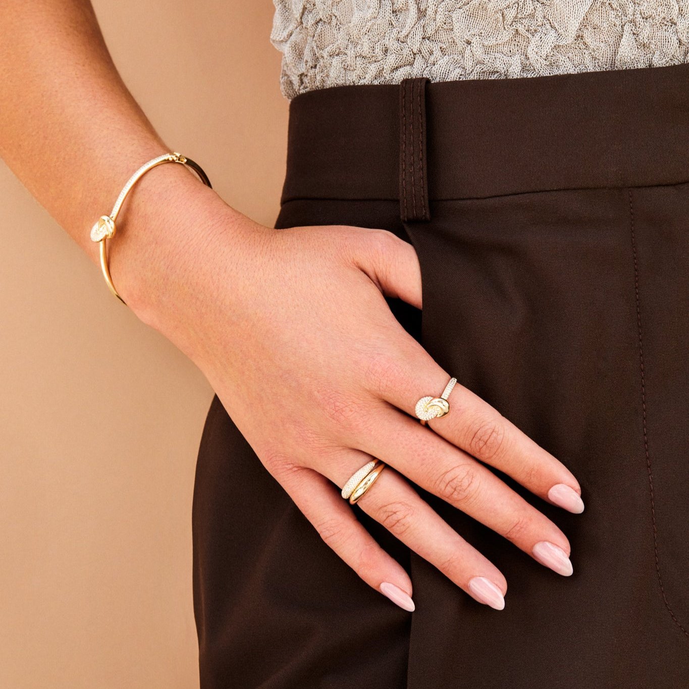 Diamond & Gold Jumbo Love Knot Ring