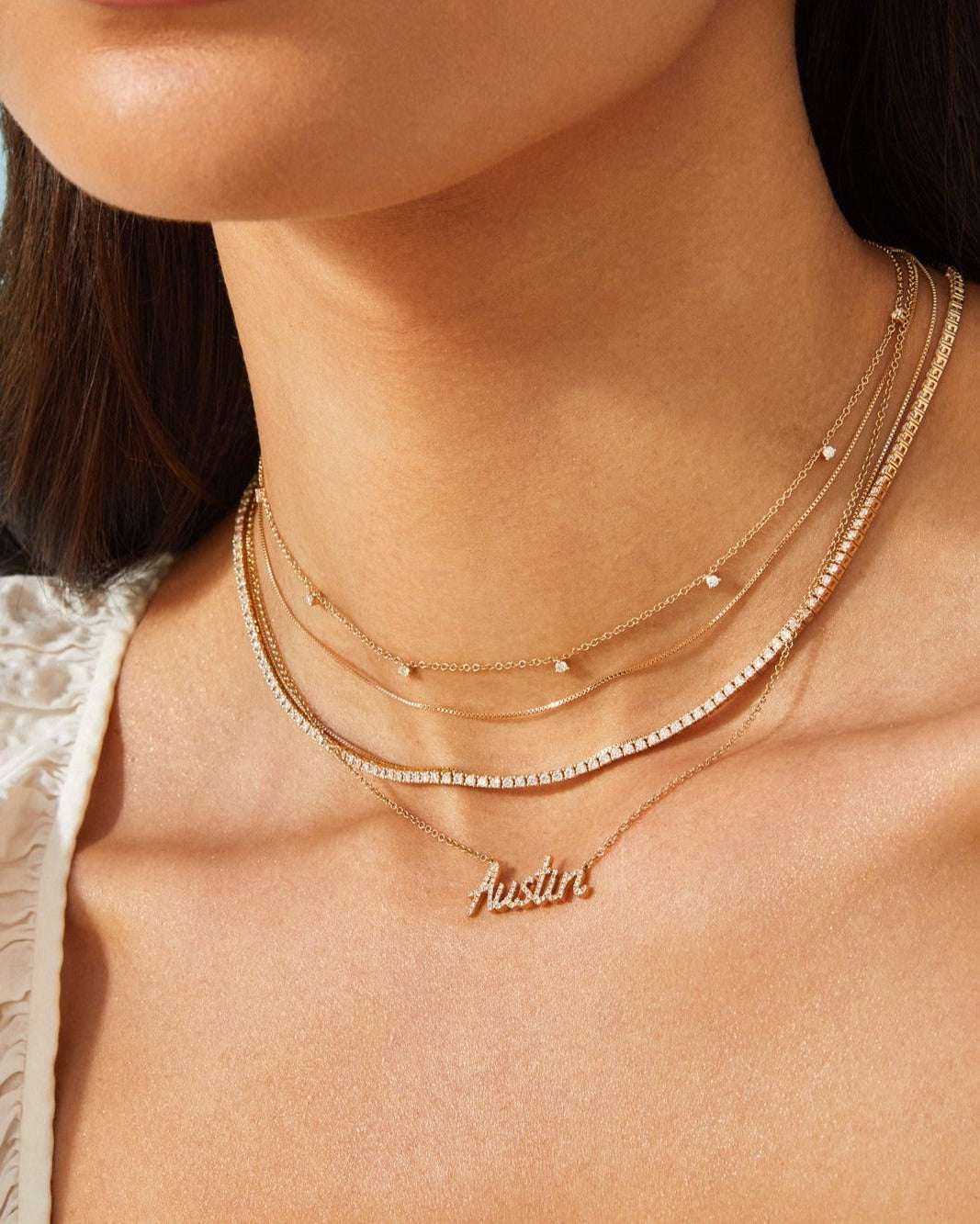 7 Prong Set Diamond Necklace