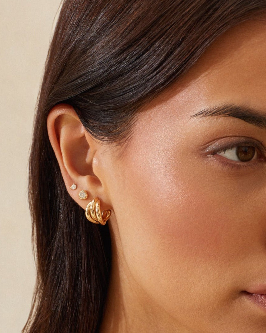 Gold Knot Huggie Earrings