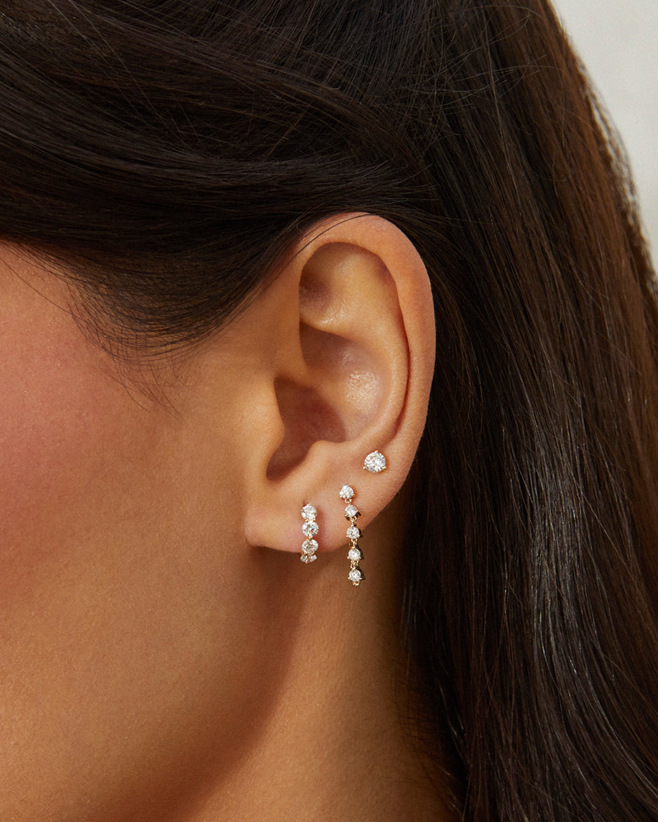 Multi Diamond Chain Stud Earring