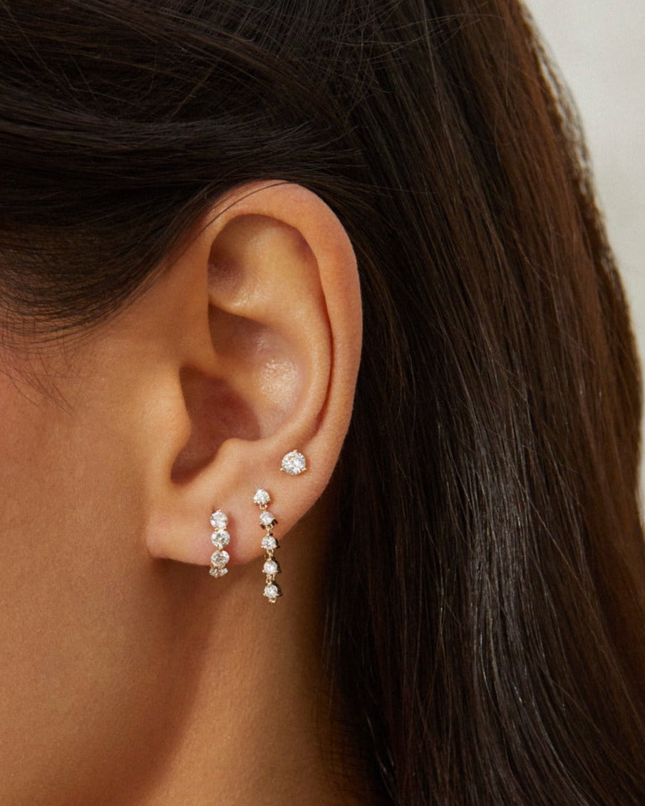 Jumbo Prong Set Diamond Mini Huggie Earring