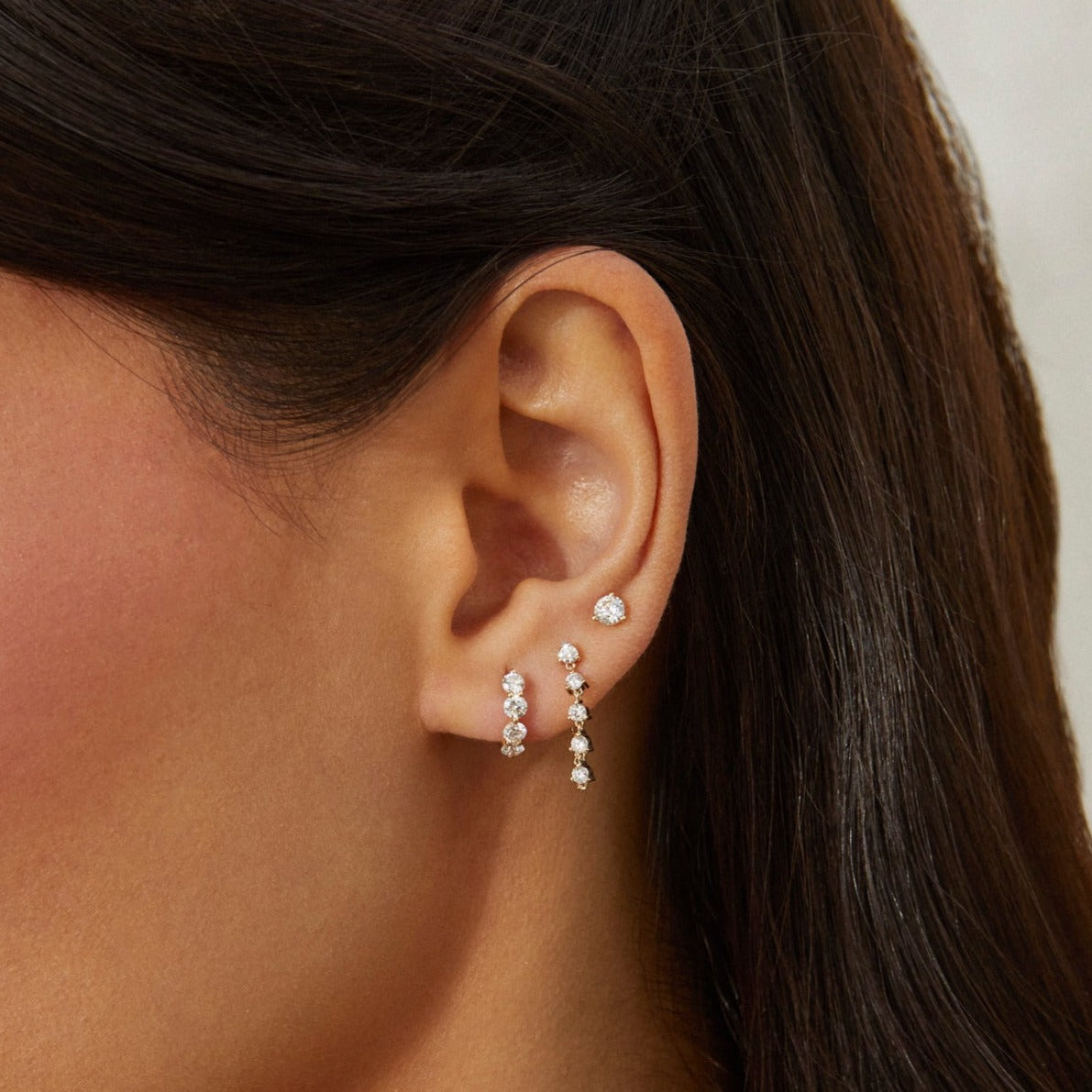 Multi Diamond Chain Stud Earring