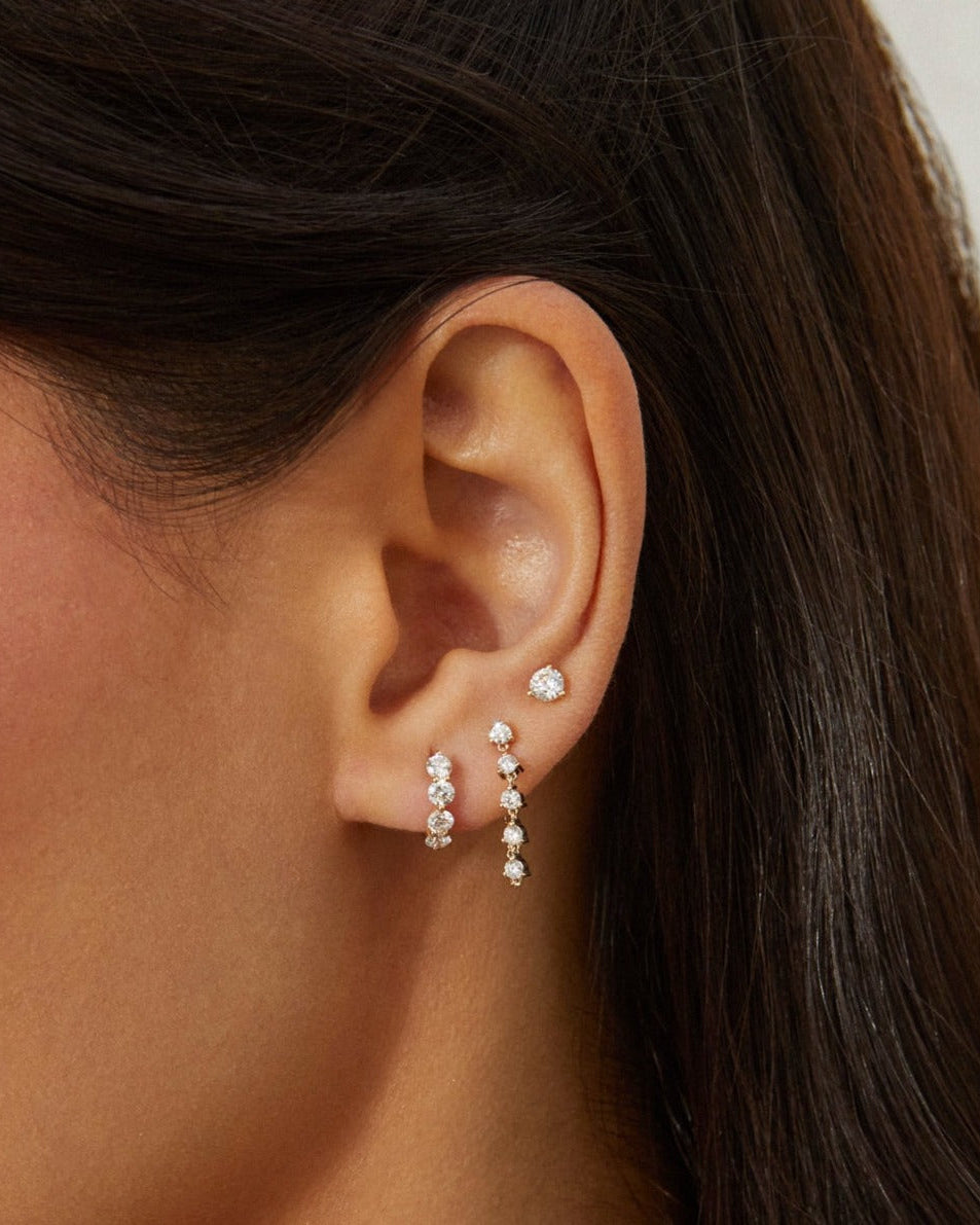 Multi Diamond Chain Stud Earring