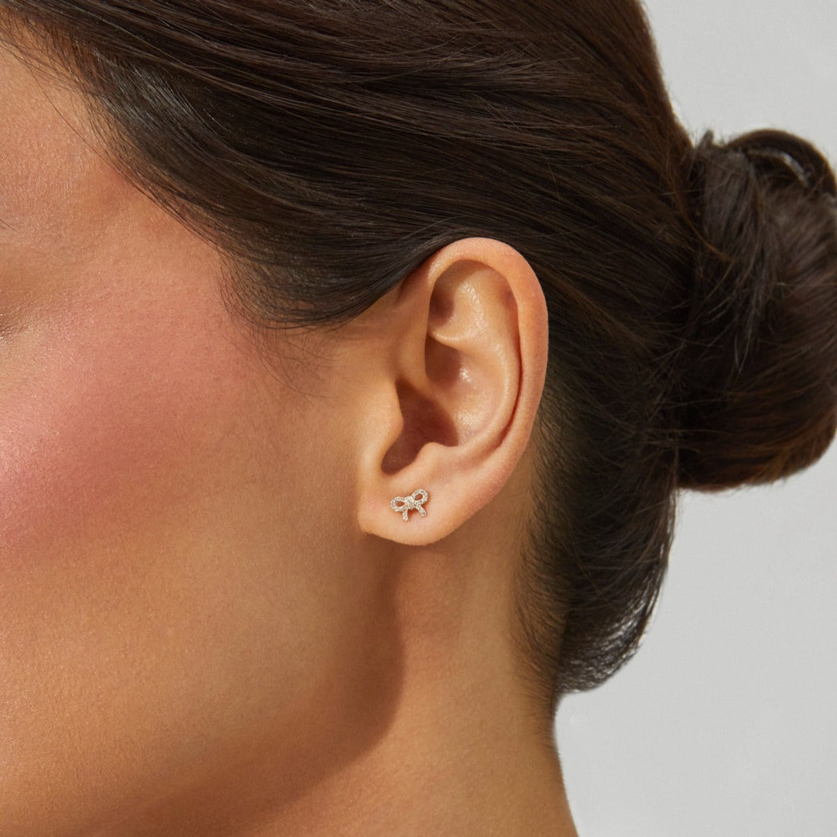 Diamond Mini Bow Stud Earring