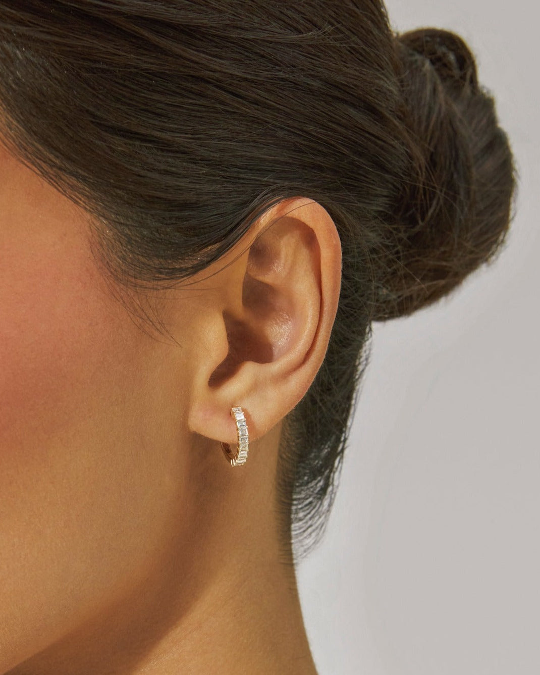 Prong Set Diamond Baguette Hoop Earrings