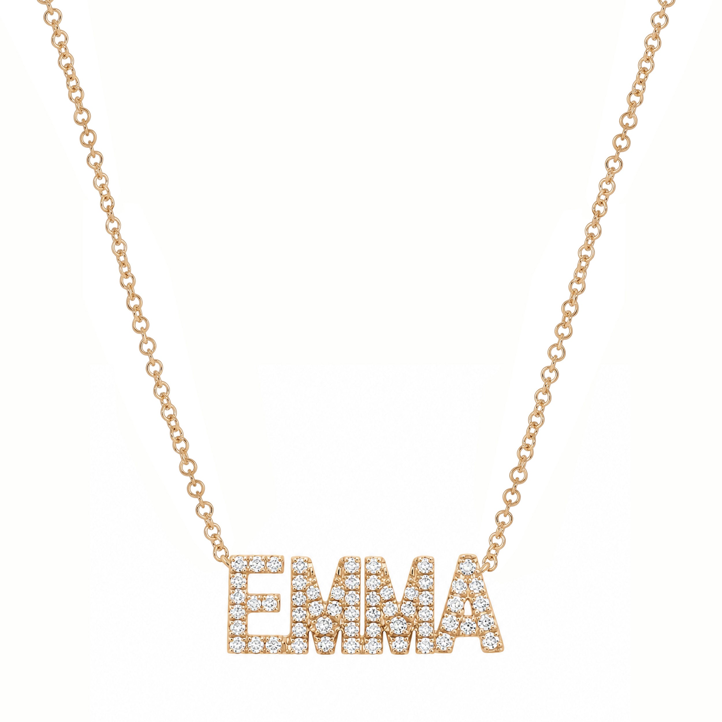 Diamond Block Name Necklace