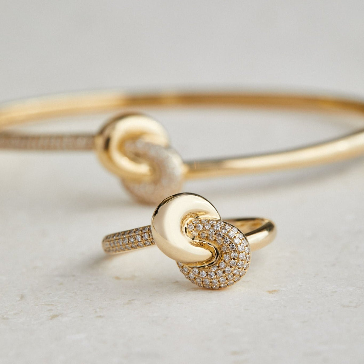Diamond & Gold Jumbo Love Knot Ring