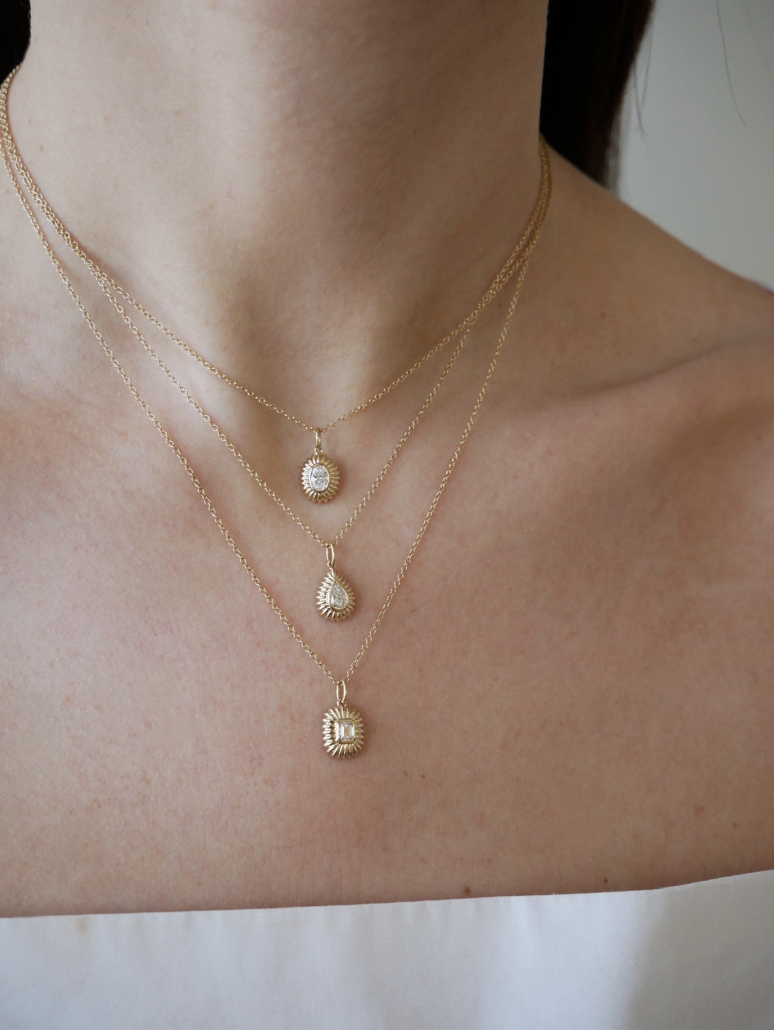 Fluted Emerald Cut Diamond Charm