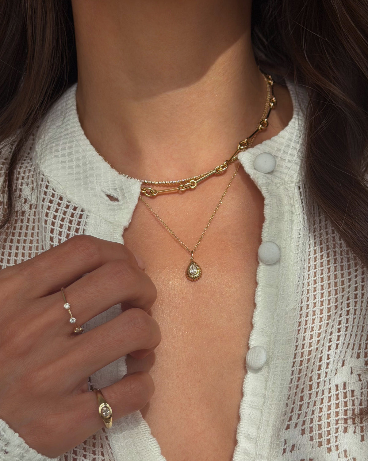 Fluted Pear Diamond Charm