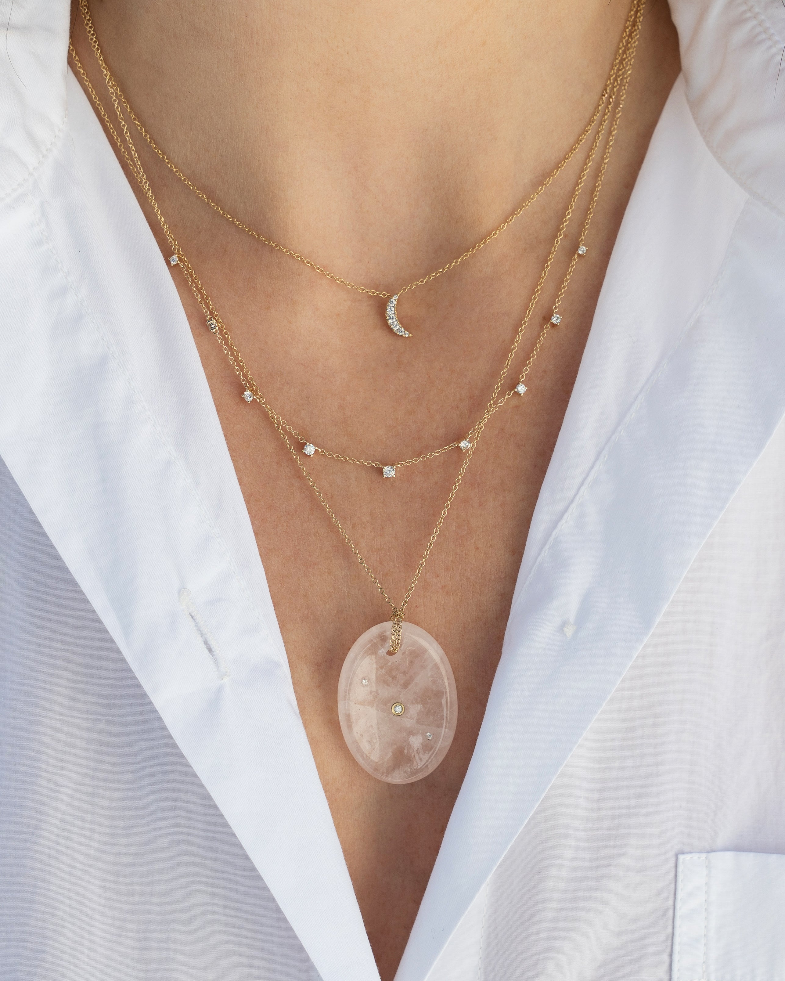 Full Cut Diamond Crescent Choker Necklace