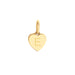 Gold Heart Necklace Charm in 14k yellow gold with block engraving of initial E