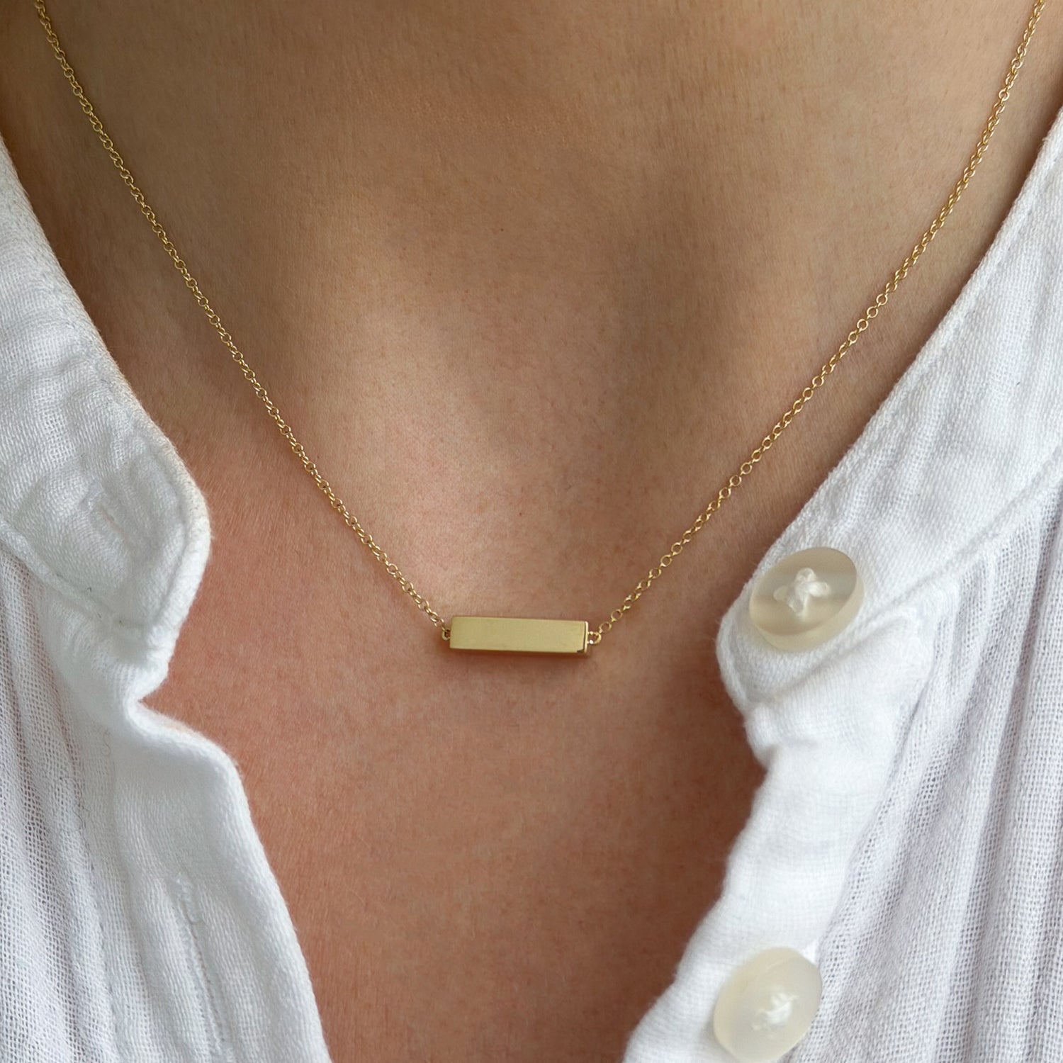 Gold Block Chain Necklace