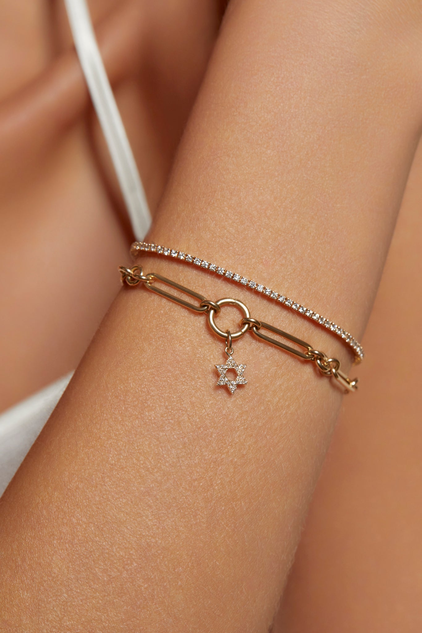 Star of David Mixed Chain Enhanced Bracelet