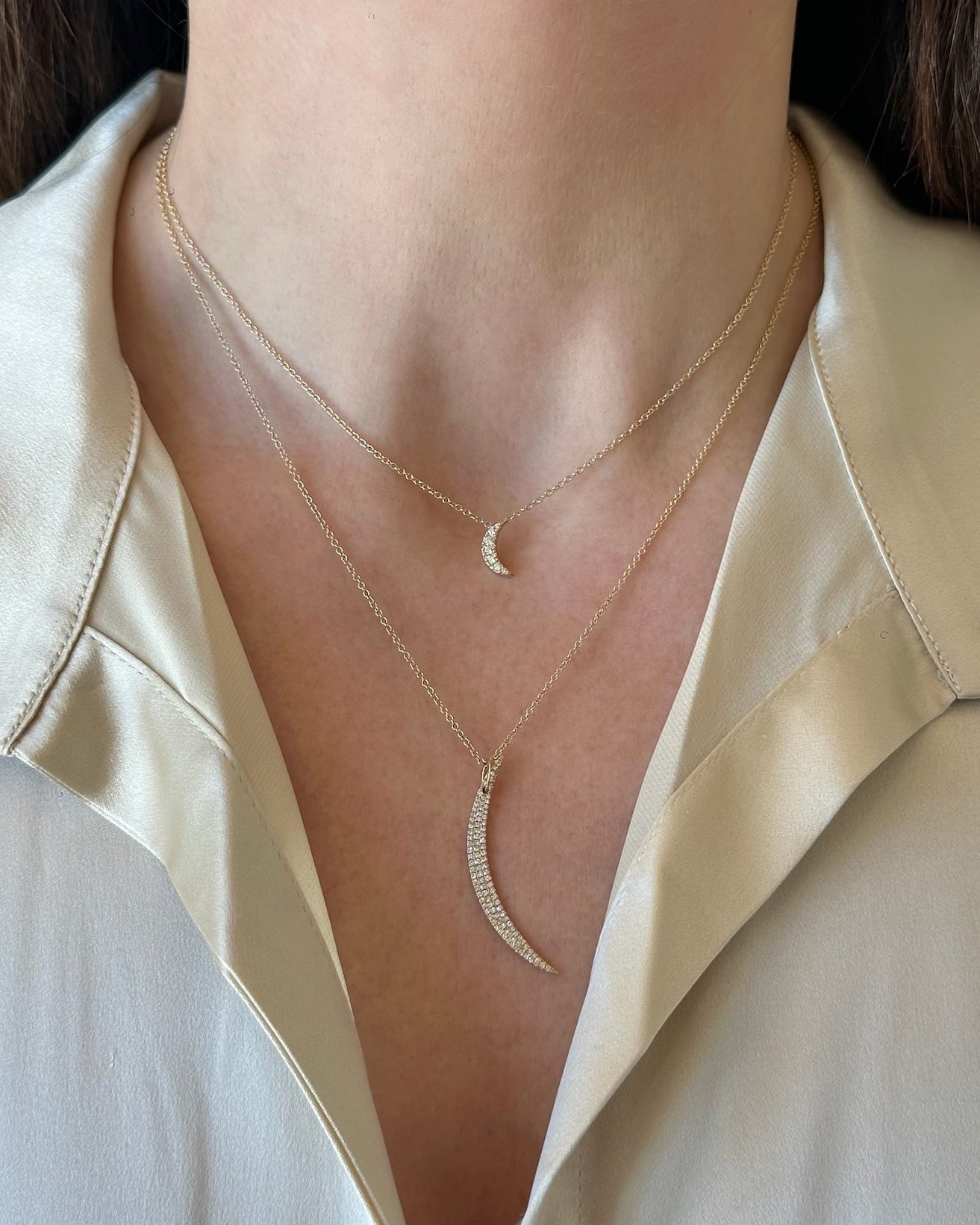 Full Cut Diamond Crescent Choker Necklace