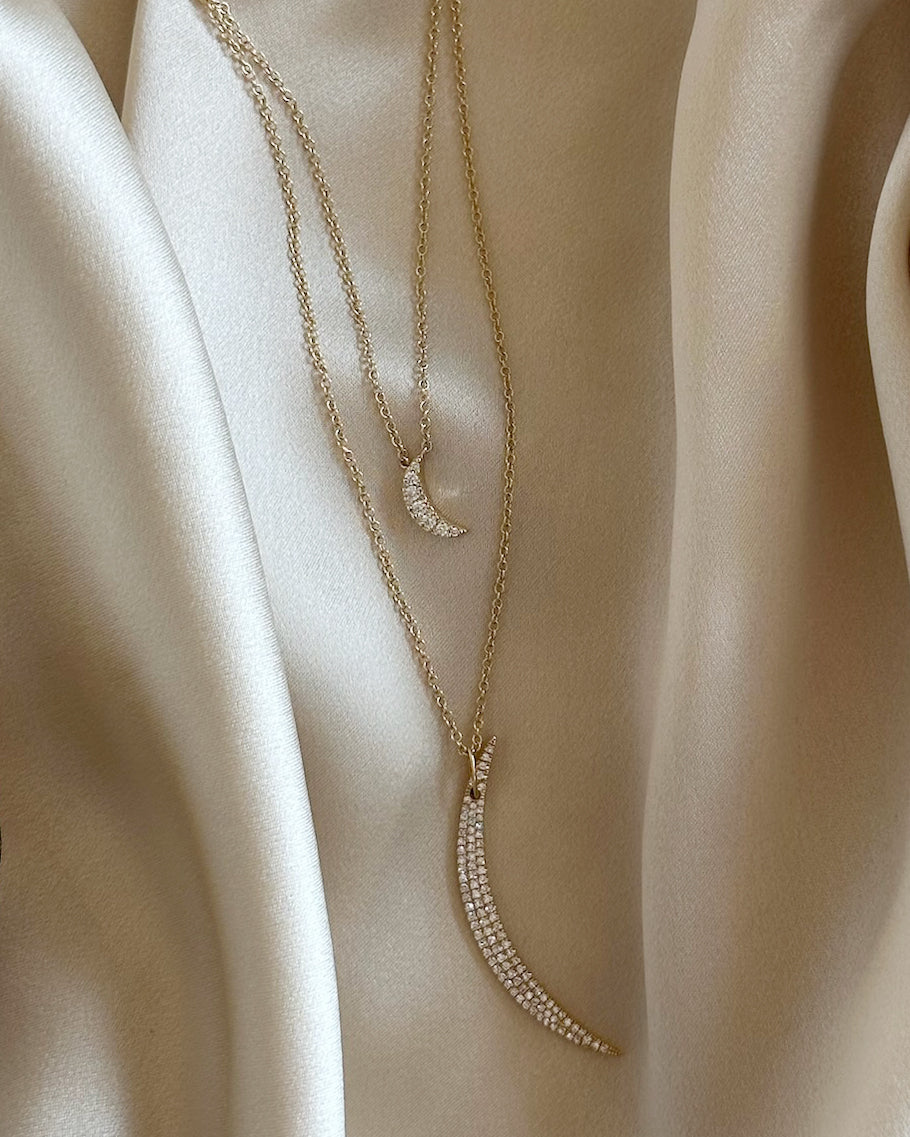 Full Cut Diamond Crescent Choker Necklace
