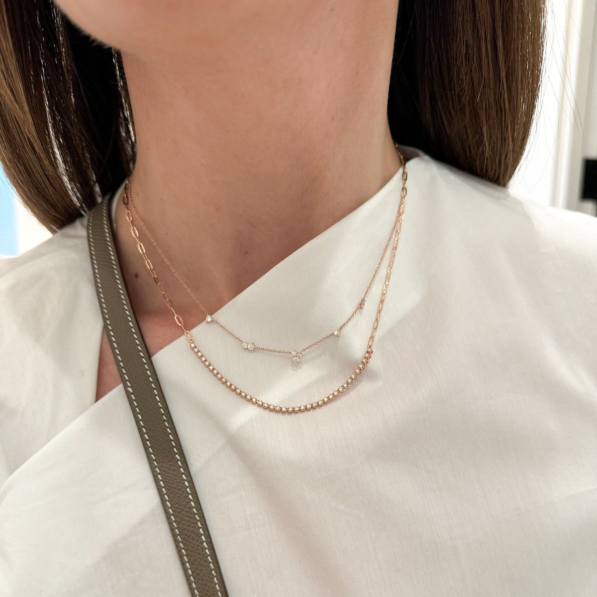 Diamond Segment Mini Link Necklace