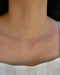 Diamond Hebrew Mom Necklace in 14k yellow gold styled on neck of model
