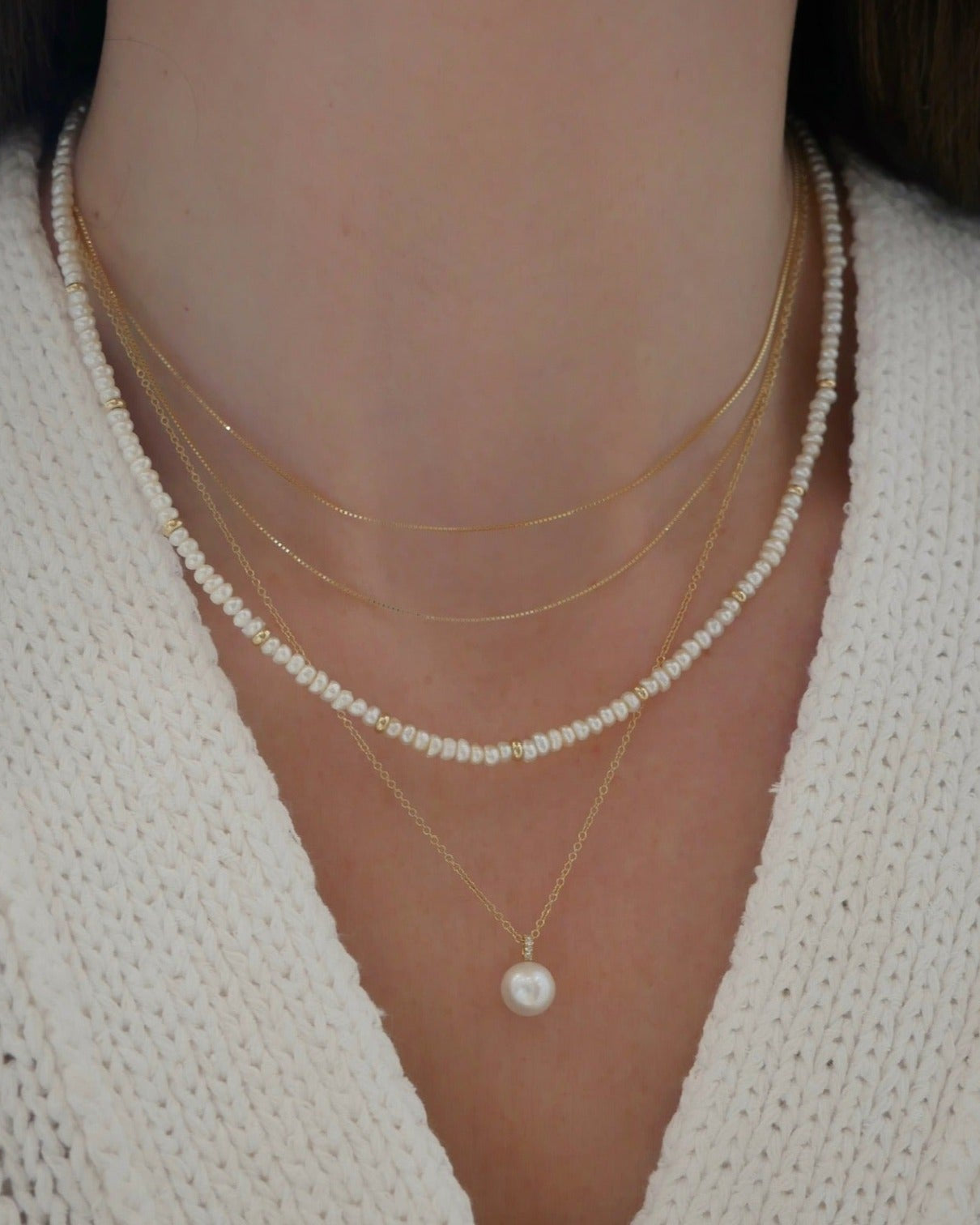 Birthstone Bead Necklace In Pearl
