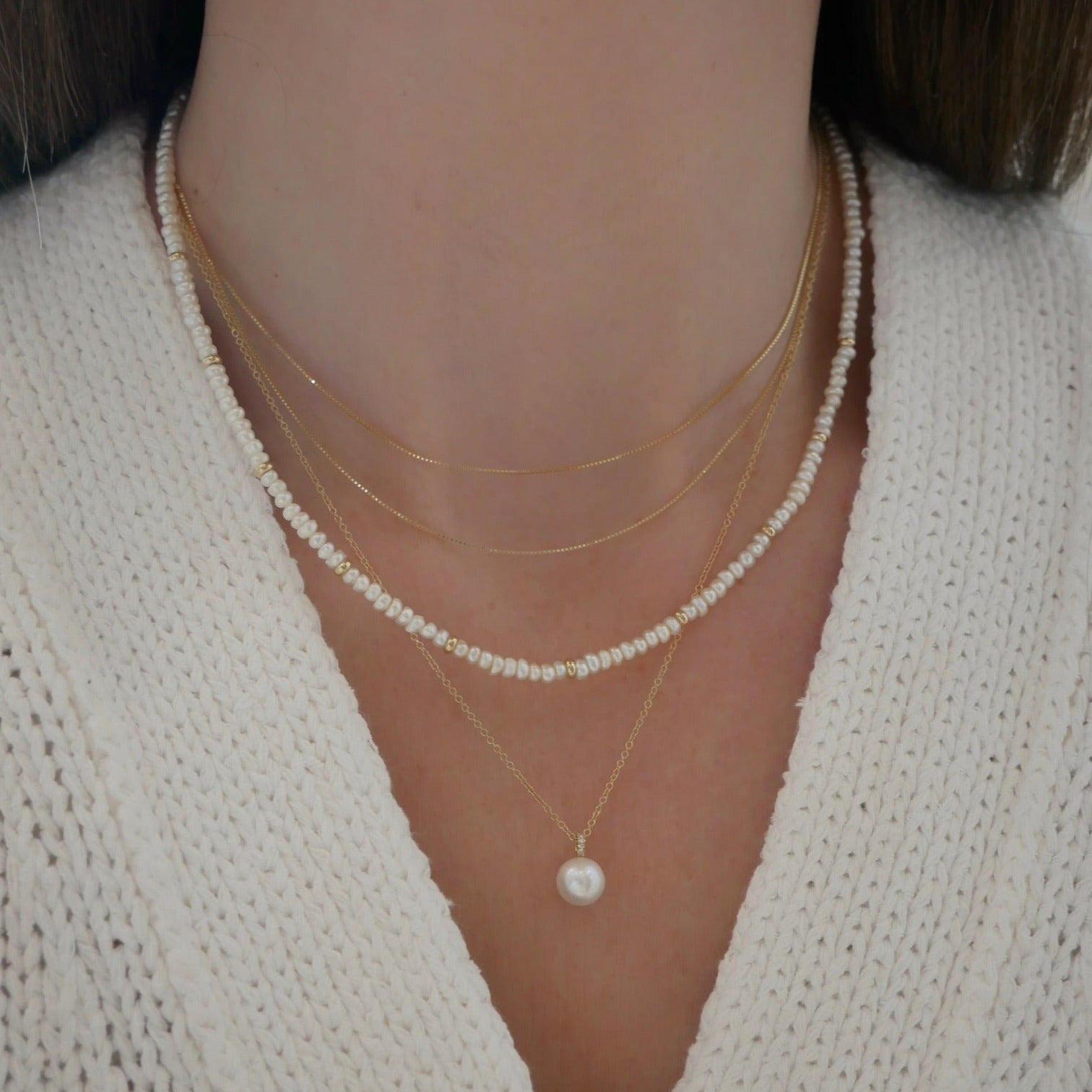 Birthstone Bead Necklace In Pearl