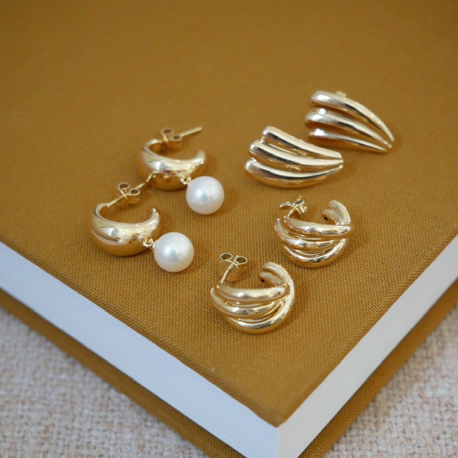 Gold Knot Huggie Earrings