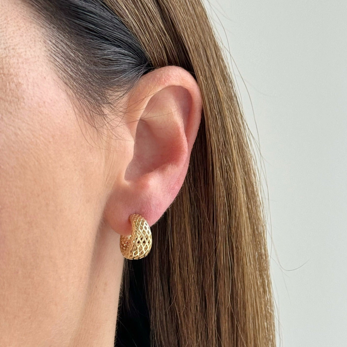 Woven Gold Jumbo Dome Huggie Earrings