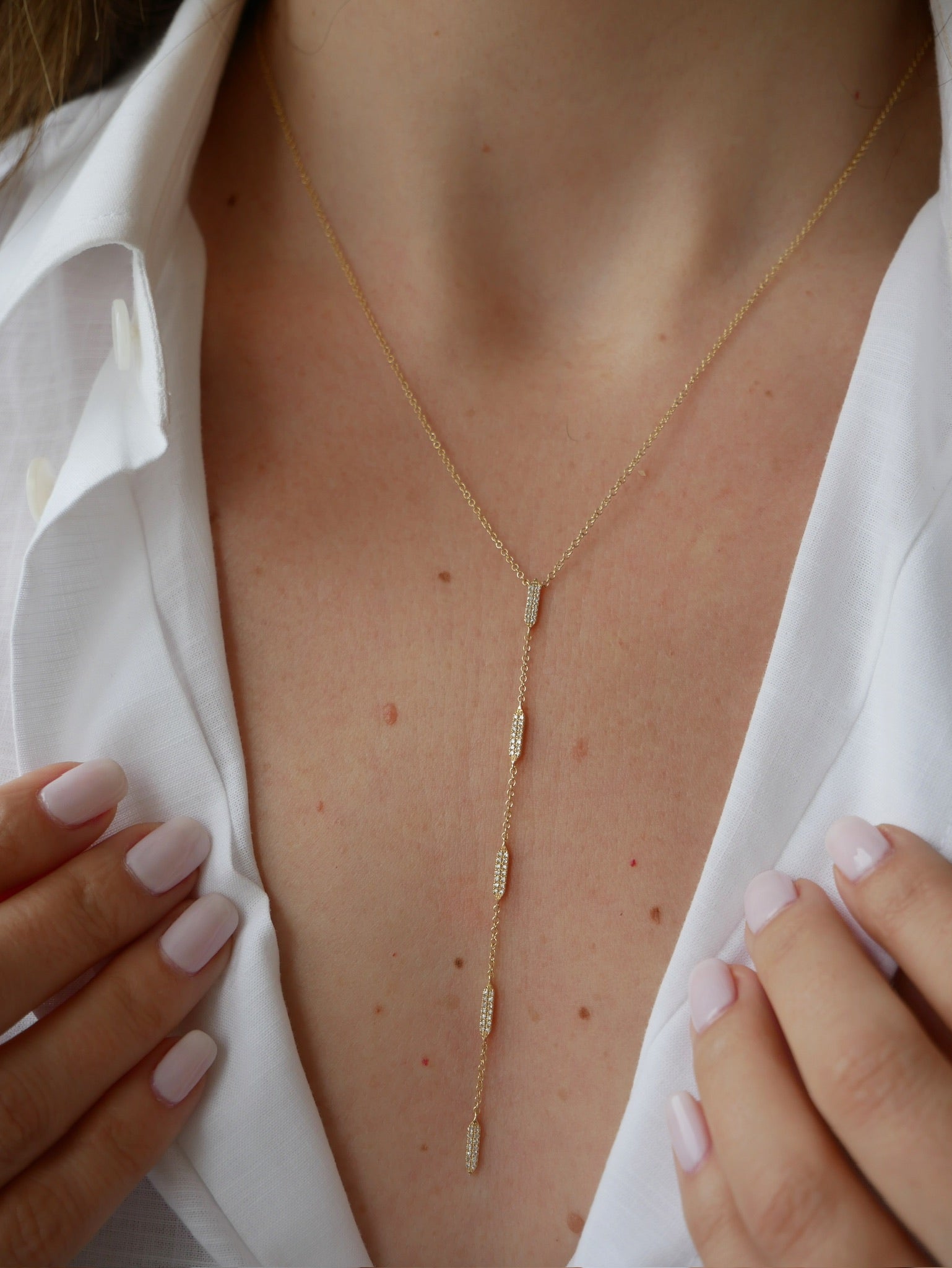 Pave Diamond "On Point" Lariat Necklace
