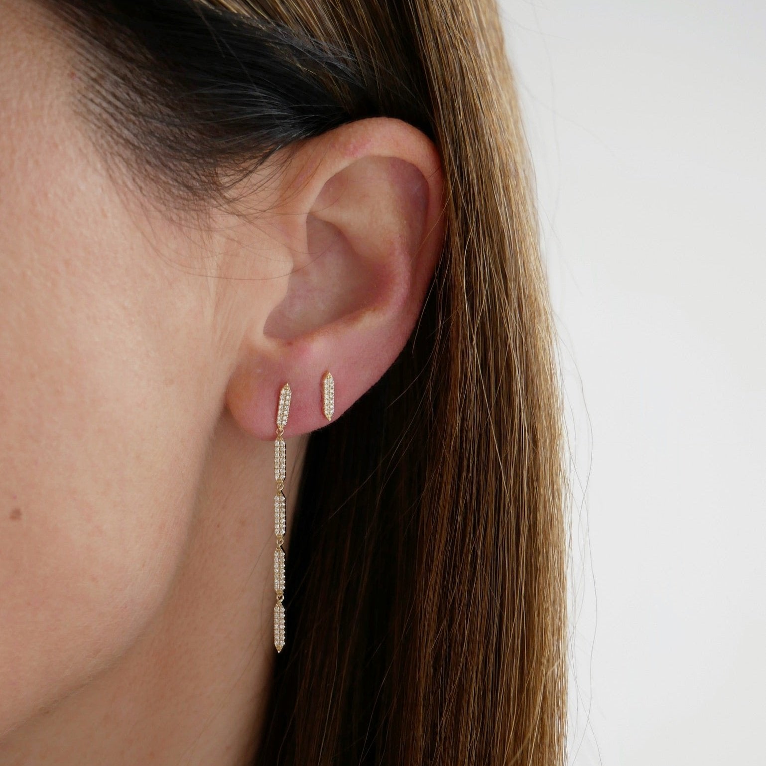 Pavé Diamond "On Point" Stud Earring