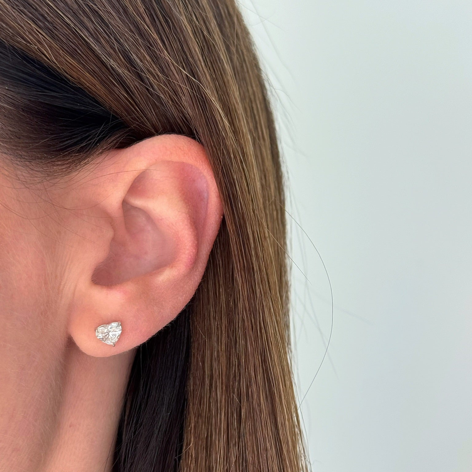 Heart Diamond Solitaire Stud Earrings