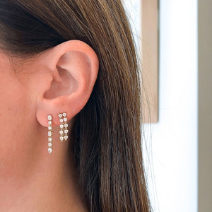 Double Multi Diamond Chain Stud Earring | 14k Gold | EF Collection — EF ...