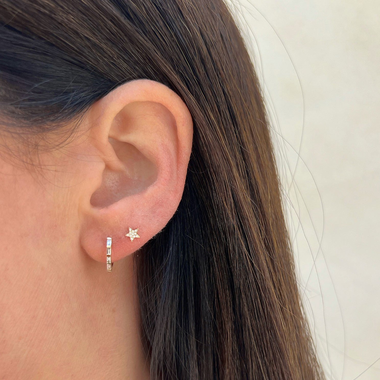 Diamond Baguette Huggie Earrings