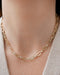 Diamond Pillow Jumbo Link Chain Necklace in 14k yellow gold styled on neck of model