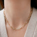 Diamond Pillow Jumbo Link Chain Necklace in 14k yellow gold styled on neck of model