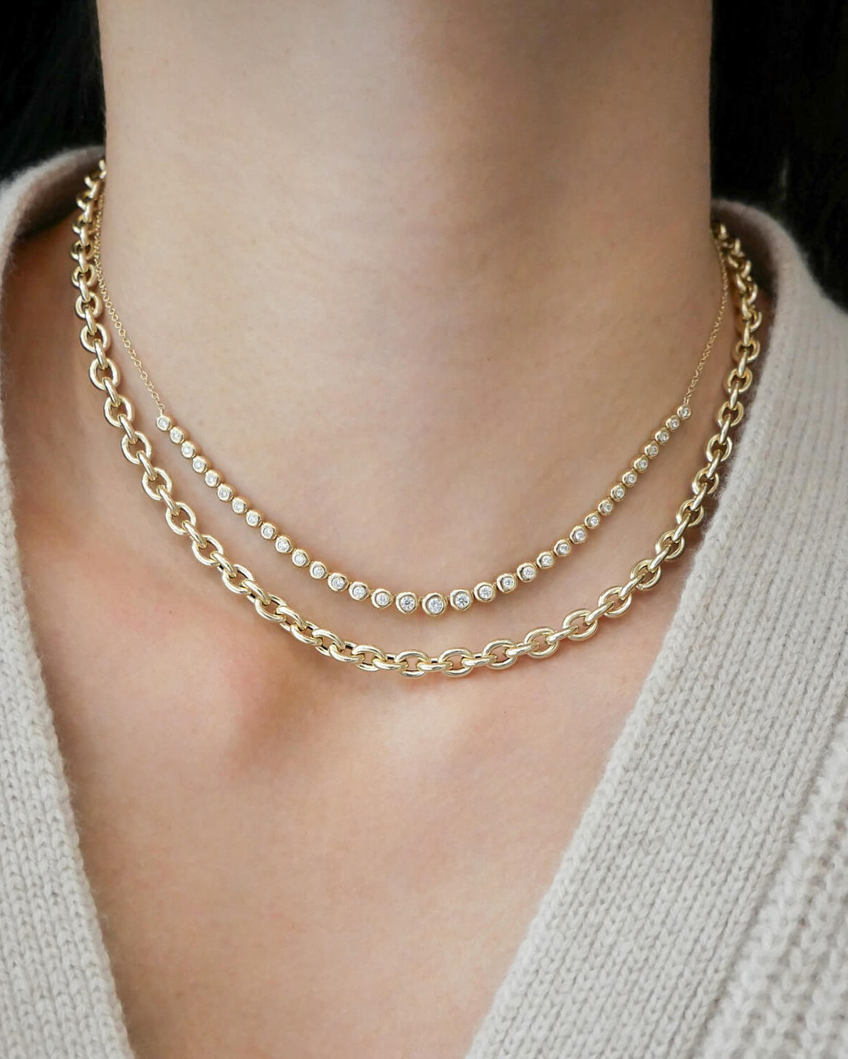 Graduated Diamond Pillow Necklace