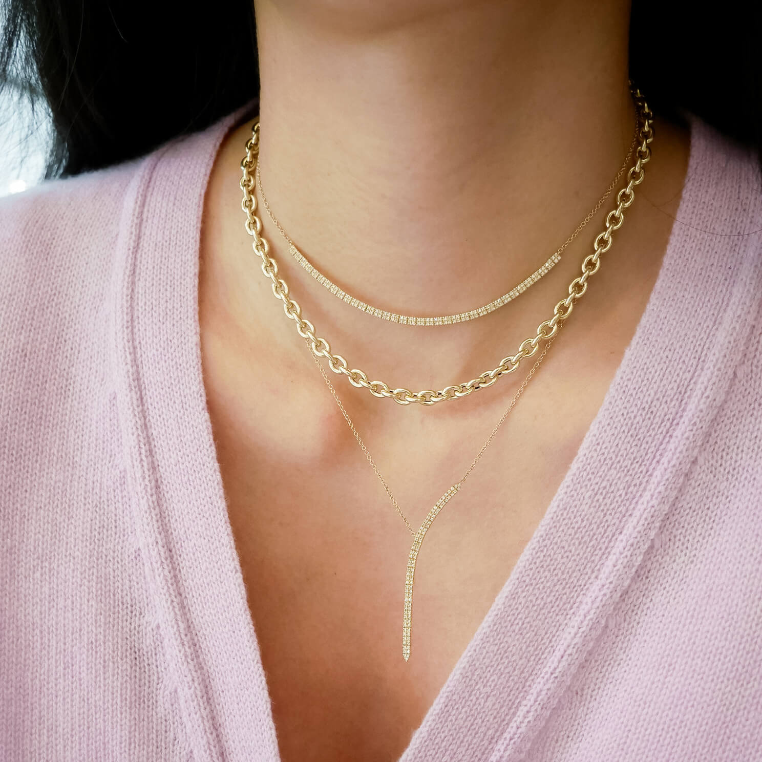 Diamond Double Row Segment Necklace