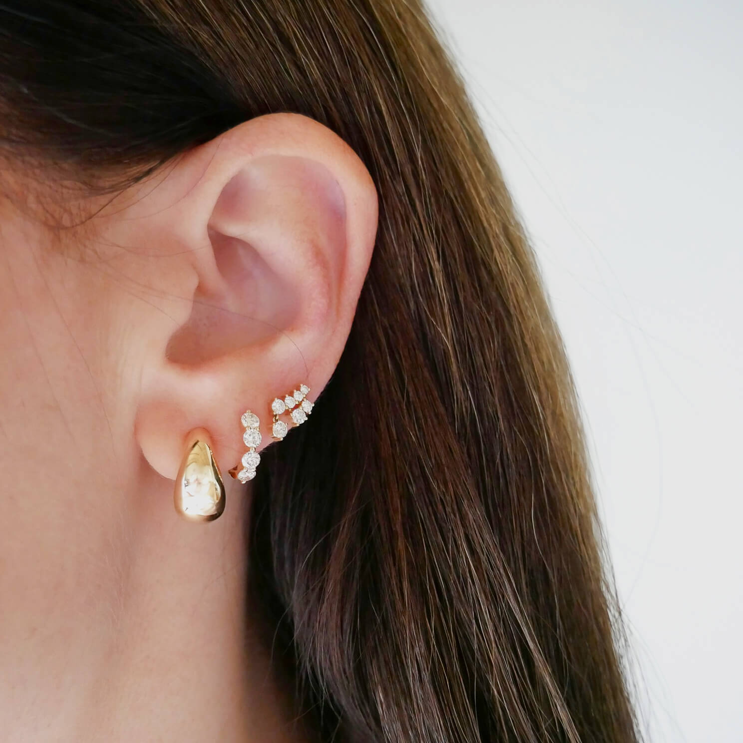 Jumbo Prong Set Diamond Mini Huggie Earring