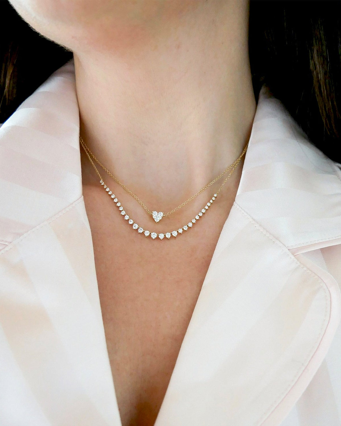 Full Cut Diamond Heart Choker Necklace