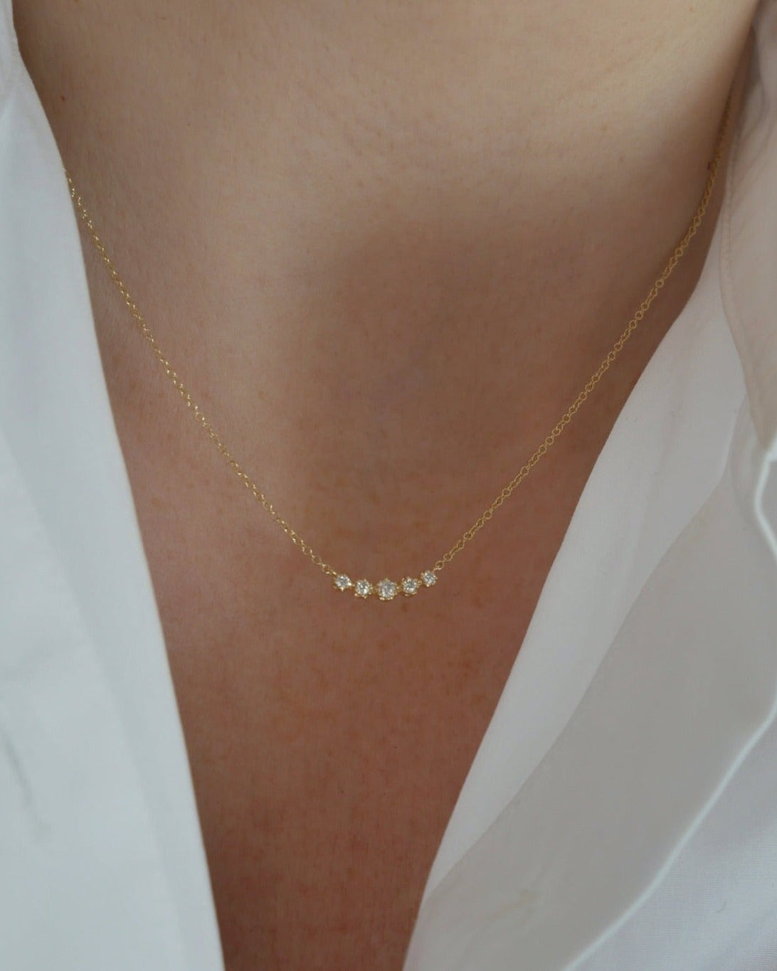 Diamond Crown Crescent Necklace