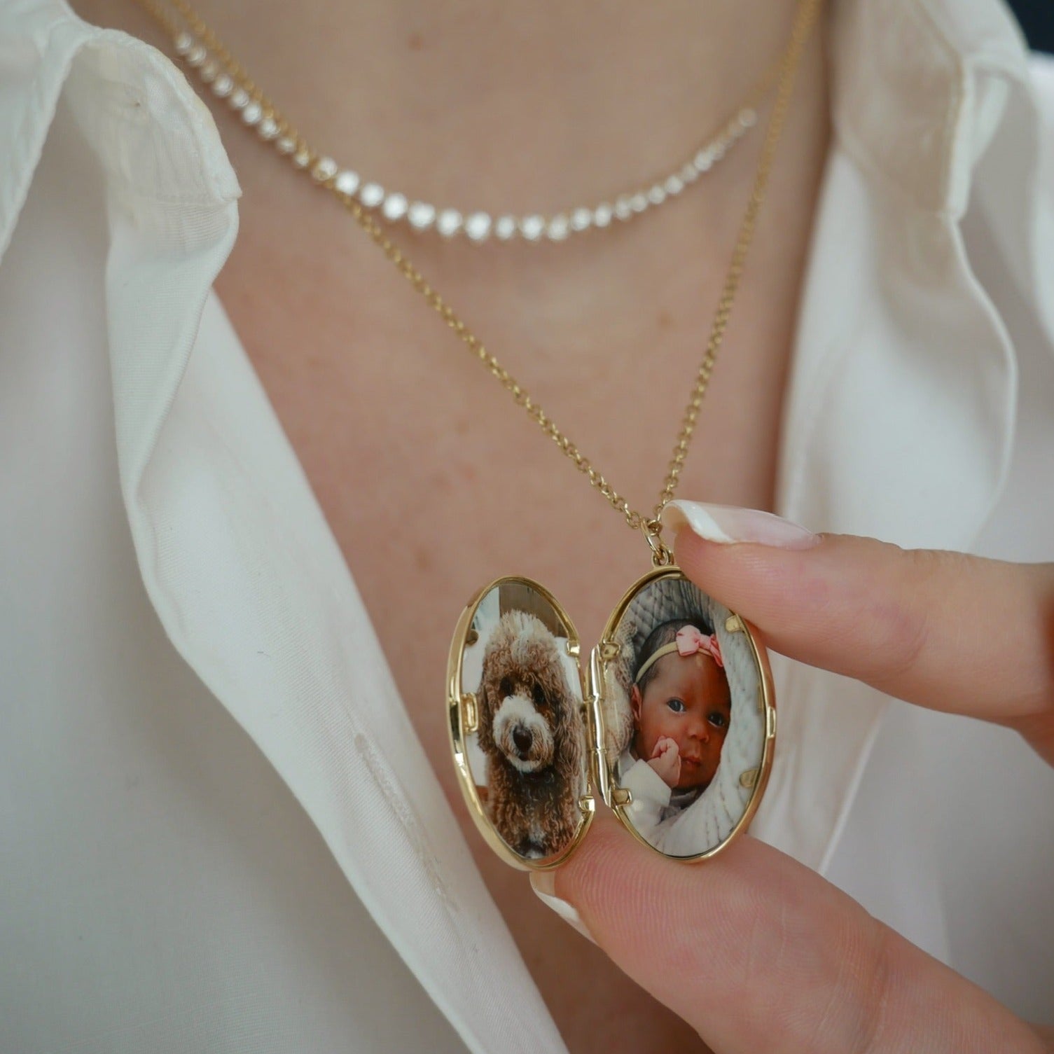 Gold and Diamond Oval Locket Necklace — EF Collection®