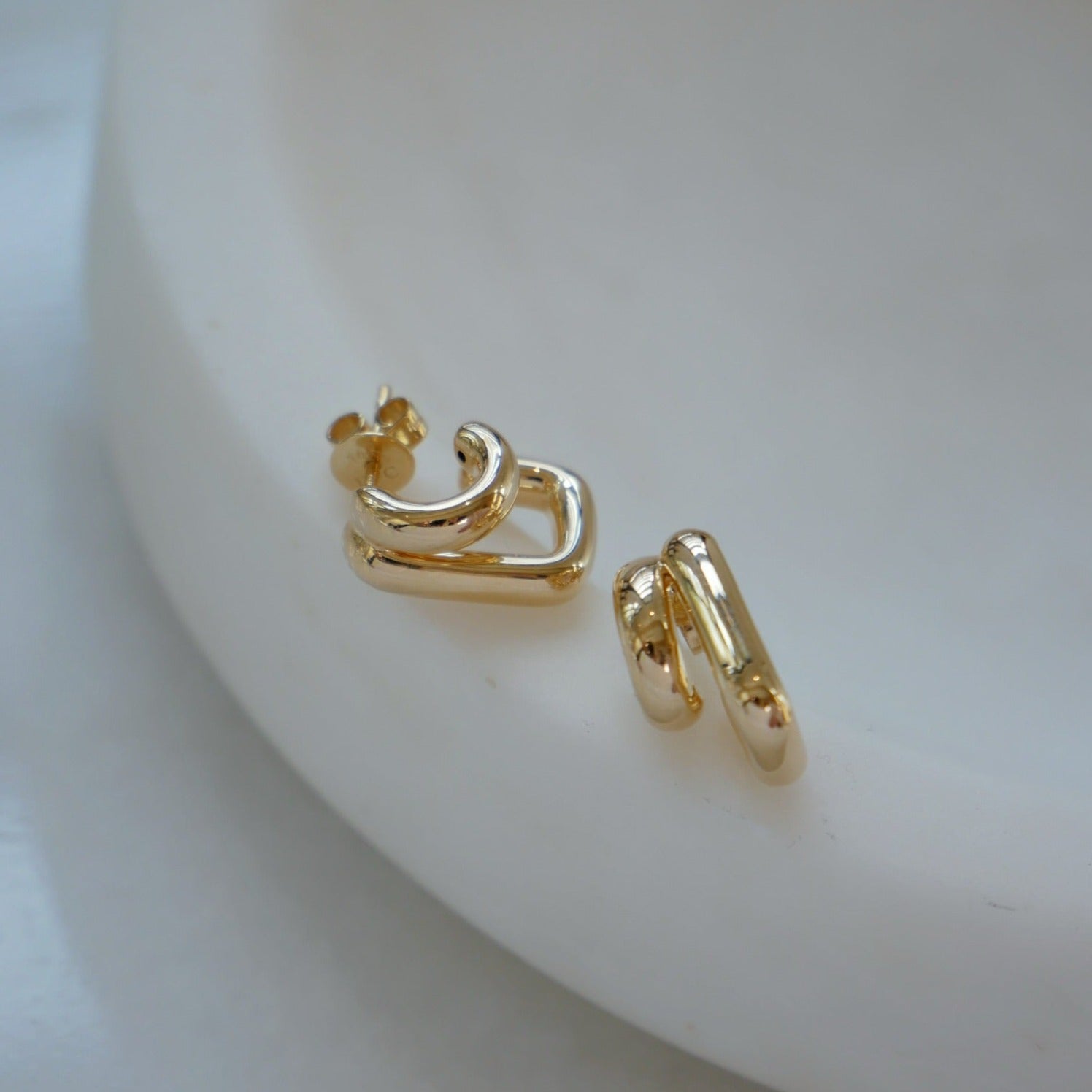 Double Gold Jumbo Huggie Earring