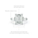 The Lauren Engagement Ring with emerald cut center stone and emerald cut stones on either side with platinum band